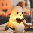 Halloween Cute Ghost Lamp Battery Powered Light Up Halloween Ornament Lovely Ghost Figurine Light for Bedroom Study Room Reader