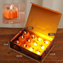 12pcs Halloween LED Pumpkin Lights, Pumpkin Tea Lights, Small Pumpkin Statue Lights, Battery Operated Lights for Halloween
