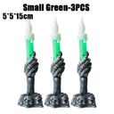 Halloween LED Lights Skull Ghost Holding Candle Lamp Holloween Party Table Top Decorations for Home Haunted House Ornaments