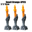 Halloween LED Lights Skull Ghost Holding Candle Lamp Holloween Party Table Top Decorations for Home Haunted House Ornaments