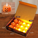 12pcs Halloween LED Pumpkin Lights, Pumpkin Tea Lights, Small Pumpkin Statue Lights, Battery Operated Lights for Halloween
