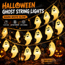 Halloween Ghost Shape LED Fairy Lights Battery Operated Spooky Glow String Horror Decor Prop For Home Holidays Party Decor Lamp