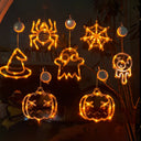 Happy Halloween Party Decorations Witch Hat Spider Ghost  LED Lights for Halloween Home Bar Store Window Lights Hanging Ornament