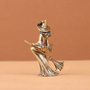 Witch Riding Broomstick Ornament Desktop Decoration Handicraft Metal Figurine Brass Ornament