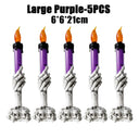 Halloween LED Lights Skull Ghost Holding Candle Lamp Holloween Party Table Top Decorations for Home Haunted House Ornaments