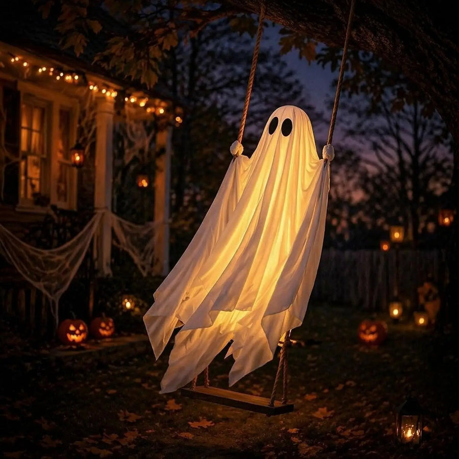 Swinging Ghost Outdoor Decoration,  Halloween Swinging Ghost Yard Decoration, Outdoor Halloween Decoration, Hanging Swing Ghost