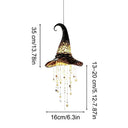 Halloween Hanging Witch Hat Decorations Witch Hat for Porch Led Glowing Witch Hat Ornament with Star Tassels Halloween Hanging