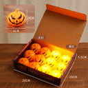 12pcs Halloween LED Pumpkin Lights, Pumpkin Tea Lights, Small Pumpkin Statue Lights, Battery Operated Lights for Halloween
