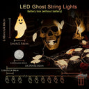 Halloween Ghost Shape LED Fairy Lights Battery Operated Spooky Glow String Horror Decor Prop For Home Holidays Party Decor Lamp