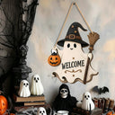 New Halloween Wooden Decorations with White-Clad Ghost Themes for Creating a Spooky Atmosphere, Holiday Outdoor Porch Decorations