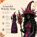 Witch Statue Halloween Gothic Harvest Desktop Decoration Autumn Witch Figurine Craft for Homeowners Renters Home Apartment