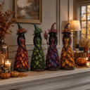 Witch Statue Halloween Gothic Harvest Desktop Decoration Autumn Witch Figurine Craft for Homeowners Renters Home Apartment
