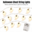 Battery Powered Halloween Ghost LED String Lights Warm White Spooky Glow DIY Hanging Prop Decor Light For  Home Holiday Party