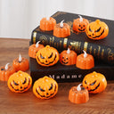 12pcs Halloween LED Pumpkin Lights, Pumpkin Tea Lights, Small Pumpkin Statue Lights, Battery Operated Lights for Halloween