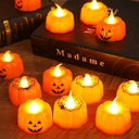 12pcs Halloween LED Pumpkin Lights, Pumpkin Tea Lights, Small Pumpkin Statue Lights, Battery Operated Lights for Halloween