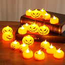 12pcs Halloween LED Pumpkin Lights, Pumpkin Tea Lights, Small Pumpkin Statue Lights, Battery Operated Lights for Halloween