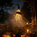 Halloween Hanging Witch Hat Decorations Witch Hat for Porch Led Glowing Witch Hat Ornament with Star Tassels Halloween Hanging