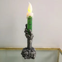 Halloween LED Lights Skull Ghost Holding Candle Lamp Holloween Party Table Top Decorations for Home Haunted House Ornaments