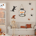 New Halloween Wooden Decorations with White-Clad Ghost Themes for Creating a Spooky Atmosphere, Holiday Outdoor Porch Decorations