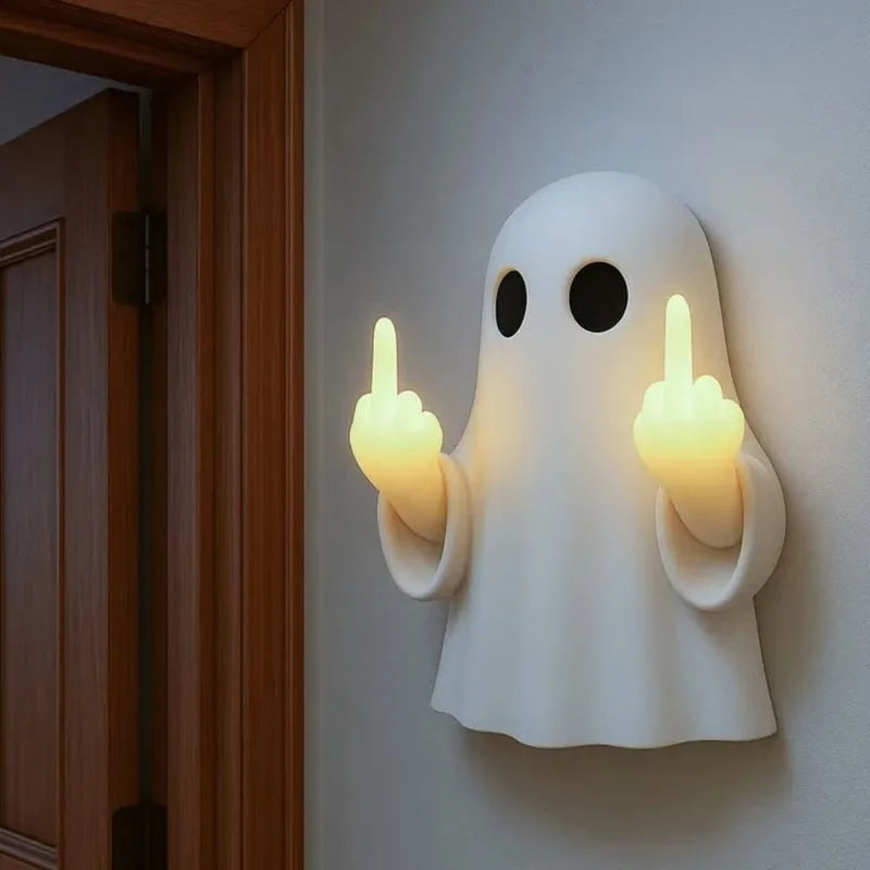 Halloween Cute Ghost Lamp Battery Powered Light Up Halloween Ornament Lovely Ghost Figurine Light for Bedroom Study Room Reader