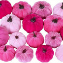 5pcs Pink Artificial Pumpkin Decoration，Mini Velvet Pumpkin for Wedding Thanksgiving Halloween Home Garden Autumn Decor