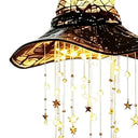 Halloween Hanging Witch Hat Decorations Witch Hat for Porch Led Glowing Witch Hat Ornament with Star Tassels Halloween Hanging