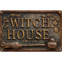 Witch House Vintage Metal Sign Funny Retro Decor Plaque Garage Porch Cafe Bar Garden Wall Art Halloween Gift
