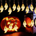 Halloween Ghost Shape LED Fairy Lights Battery Operated Spooky Glow String Horror Decor Prop For Home Holidays Party Decor Lamp