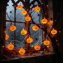 Spooky Pumpkin Face Halloween LED String Lights Battery Powered Horror Atmosphere For Haunted House Home Holiday Party Decor