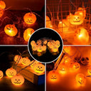 Spooky Pumpkin Face Halloween LED String Lights Battery Powered Horror Atmosphere For Haunted House Home Holiday Party Decor