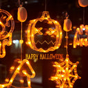 Happy Halloween Party Decorations Witch Hat Spider Ghost  LED Lights for Halloween Home Bar Store Window Lights Hanging Ornament