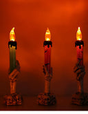 Halloween LED Lights Skull Ghost Holding Candle Lamp Holloween Party Table Top Decorations for Home Haunted House Ornaments