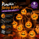 Spooky Pumpkin Face Halloween LED String Lights Battery Powered Horror Atmosphere For Haunted House Home Holiday Party Decor