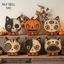 Vintage Halloween Indoor Decor, Halloween Cat Wooden Block, Skull, Black Cat, Primitive Halloween Decoration