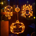 Happy Halloween Party Decorations Witch Hat Spider Ghost  LED Lights for Halloween Home Bar Store Window Lights Hanging Ornament