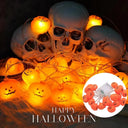 Spooky Pumpkin Face Halloween LED String Lights Battery Powered Horror Atmosphere For Haunted House Home Holiday Party Decor